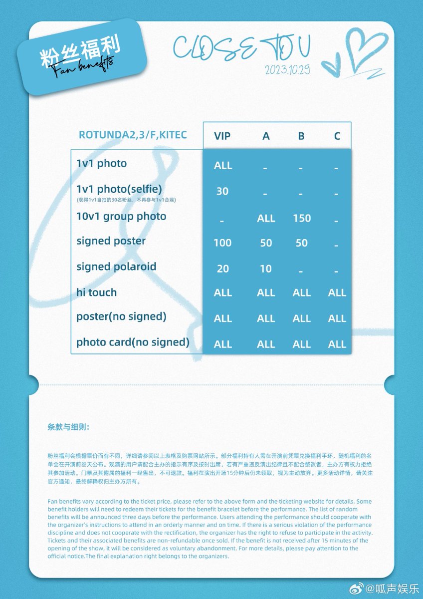 ✨รายละเอียดผังที่นั่งและเบเนฟิคงาน Build 1st Fan Meeting in Hongkong 

วันเปิดขายบัตร : 29/09/2023 เวลา : 13.00 (ฮ่องกง)
ราคาบัตร : HKD$1880/$1480/$980/$680
                 RMB¥1680/¥1320/¥860/¥600
ประกาศสิทธิ์ : 3 วันก่อนวันงาน
ช่องทางการจำหน่ายบัตร : Klook客路 / 大麦

 Build