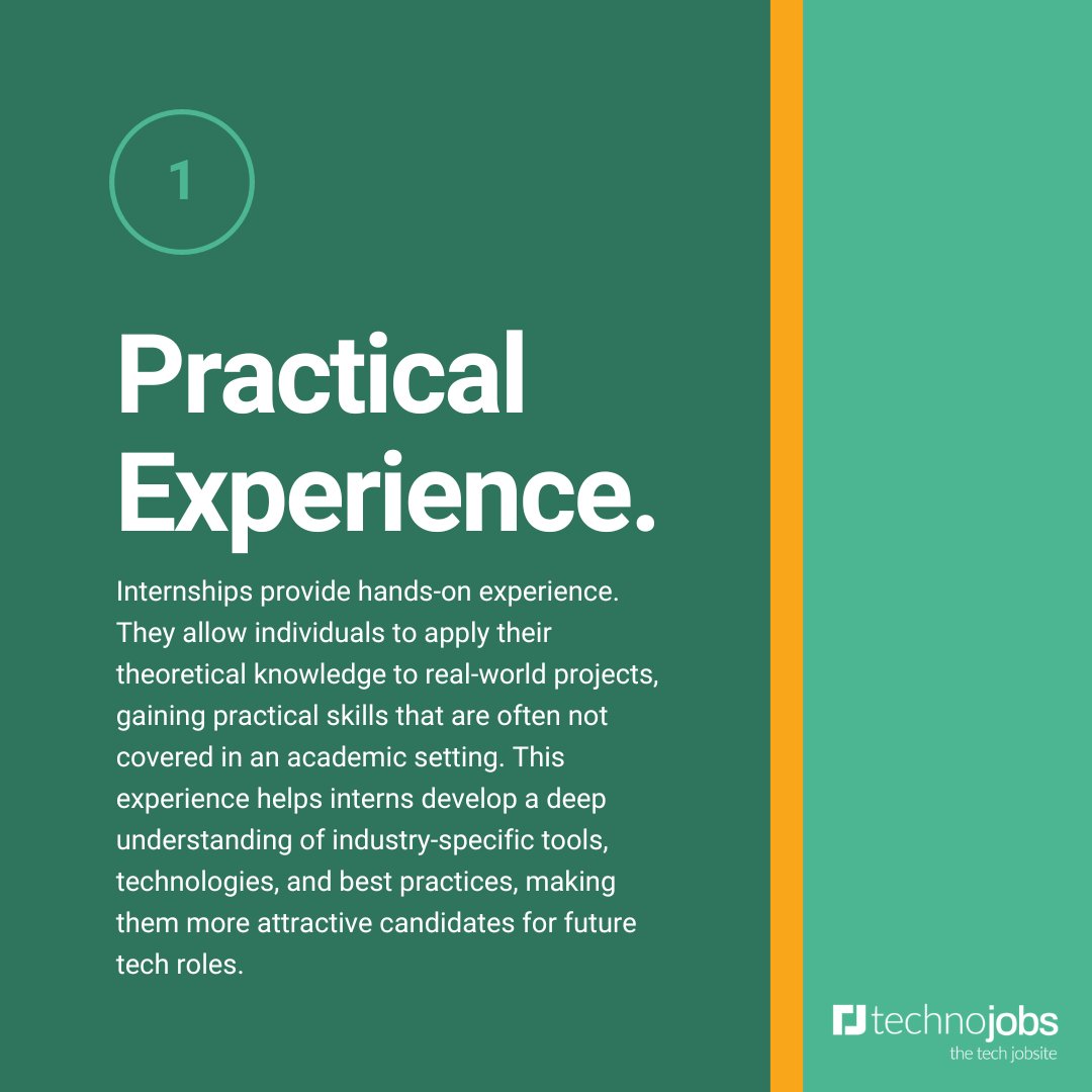 TechnojobsUK's tweet image. This week is #NationalInternWeek 🤩

Internships offer incredible opportunities to gain hands-on experience, build invaluable connections, and accelerate your career journey.

Read below for some of the benefits of #internships in the tech industry! 🔍💼 

#itjobs #techjobs