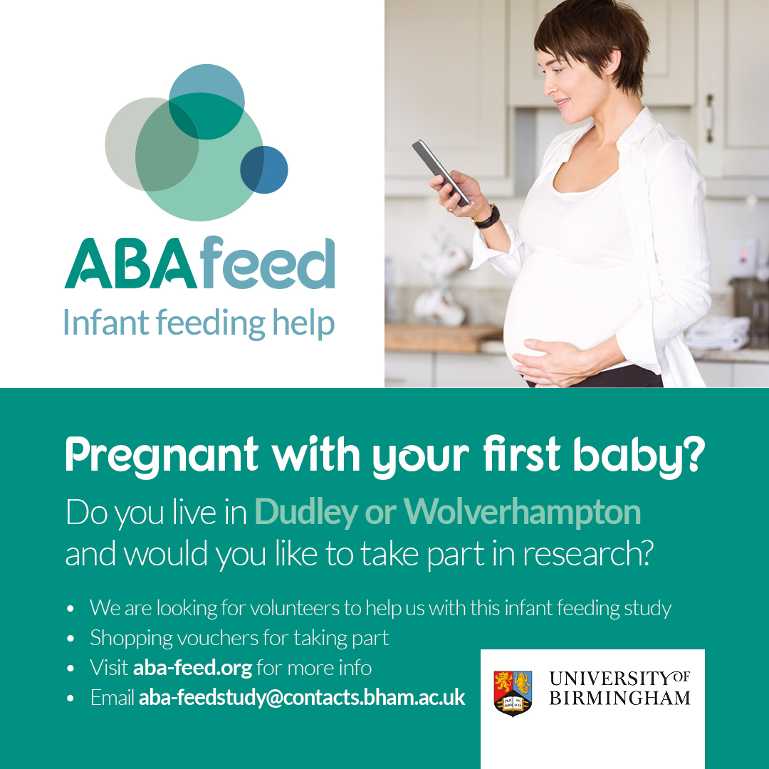 If you're expecting your first baby at Russells Hall or New Cross between 1st Jan and 14th Feb 2024 the ABA-feed infant feeding study would love to hear from you! aba-feed.org @DudleyGroupNHS @dudleymbc @RWT_NHS #BePartofResearch