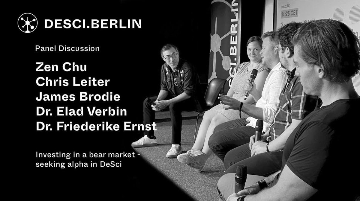 DeSciBerlin's tweet photo. Imagine a world where funding scientific research is transparent and streamlined... 

Our DeSci Investor Panel (titled: "Investing in a Bear Market - Seeking Alpha in DeSci") dove deep into the promise of DeSci.

Catch the full discussion on YouTube now!👇
https://t.co/8BGCUfebGi https://t.co/HG5plGeH4L