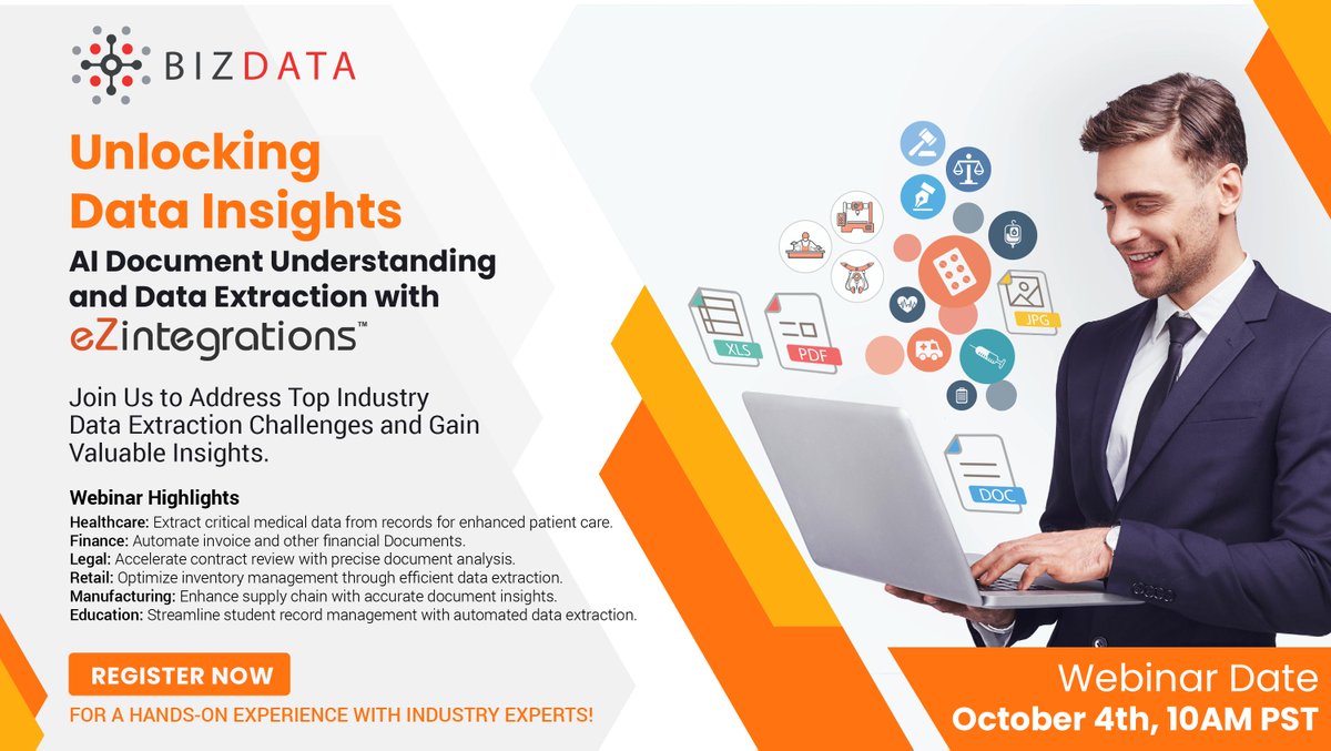 bizdatainc's tweet photo. We're thrilled to invite you to our upcoming webinar on AI Document Understanding and Data Extraction. 
Mark the date: October 4th, 10 AM PST. Let's unlock the potential of your data. 🌟
Register now: https://t.co/DInwWydOLI 

#AIDocumentUnderstanding #pdfdata #DataExtraction #Ai https://t.co/1oj4ikZxho