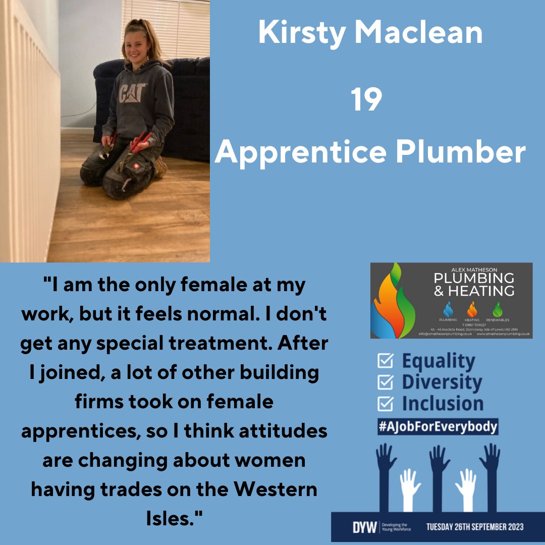 DYWTOH's tweet photo. #ajobforeverybody Kirsty Maclean is an Apprentice Plumber in The Isle of Lewis. https://t.co/bMVVSzXJAE