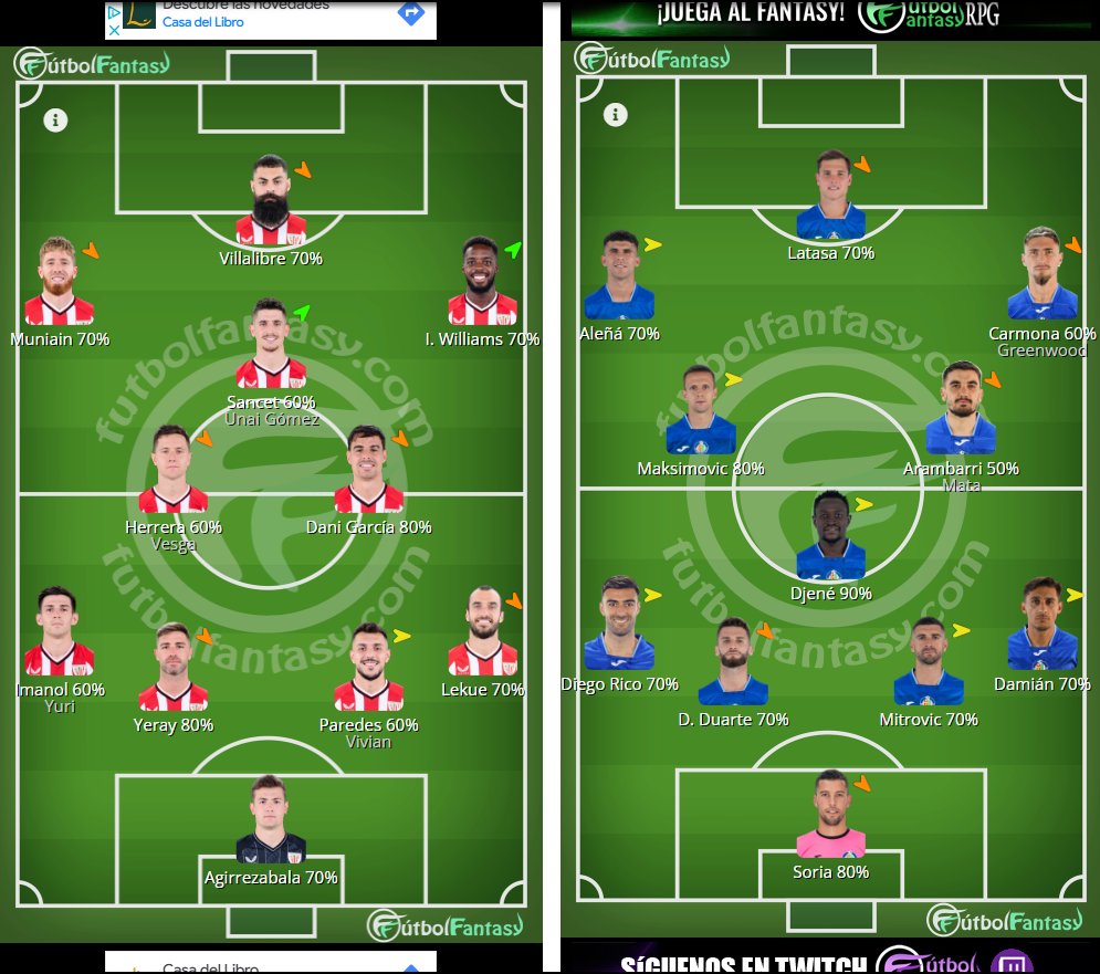 FantasyFNews's tweet photo. ⚽️Posible alineación 

@AthleticClub VS @GetafeCF 

➡️Vía @futbol_fantasy https://t.co/RJyvXUuRpv