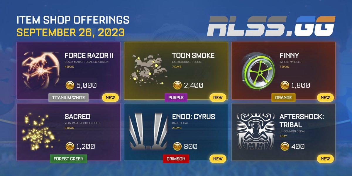PlayRLSS's tweet photo. #RLSideswipe item shop offerings on 26th September 2023. https://t.co/BHK7GvhraP