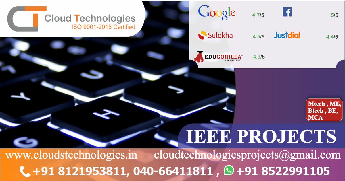 cloudtechpro's tweet image. 👉 Introducing you to IEEE projects
Students gain practical, real-time experience in cloud technologies through hands-on project training.  +
Mobile: +91 8121953811

#Machinelearningusingpython #machinelearning #Machinelearningminiprojects #IEEEjavaprojects #btechmajorprojects