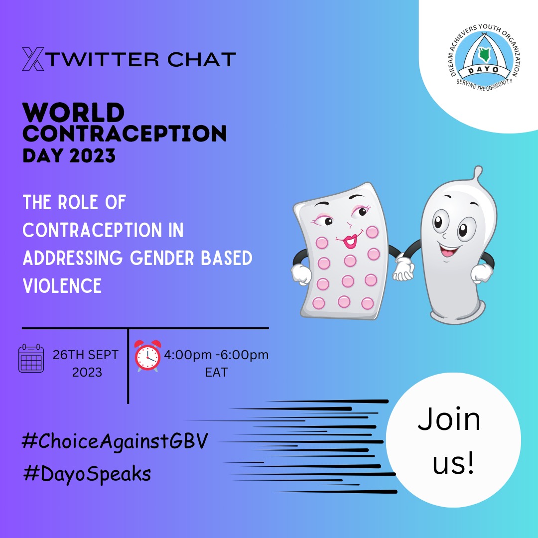 Empowerment starts with choice. Contraception isn't just about family planning; it's about giving women control over their lives. 💪 
#ChoiceAgainstGBV #DayoSpeaks
Join <a href="/DreamAchieversk/">Dream Achievers K</a> as we commemorate #WCD2023 from 4pm to 6pm today.