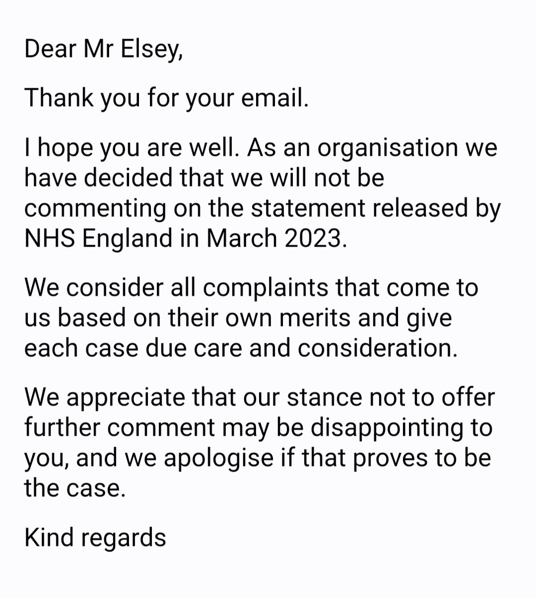 Based on my information the @PHSOmbudsman disagrees with the #stopsim statement released by NHS England in March this year . I'm trying to ask the PHSO how this conflict will work in practice , but they are understandably reluctant to engage . england.nhs.uk/long-read/nhs-…