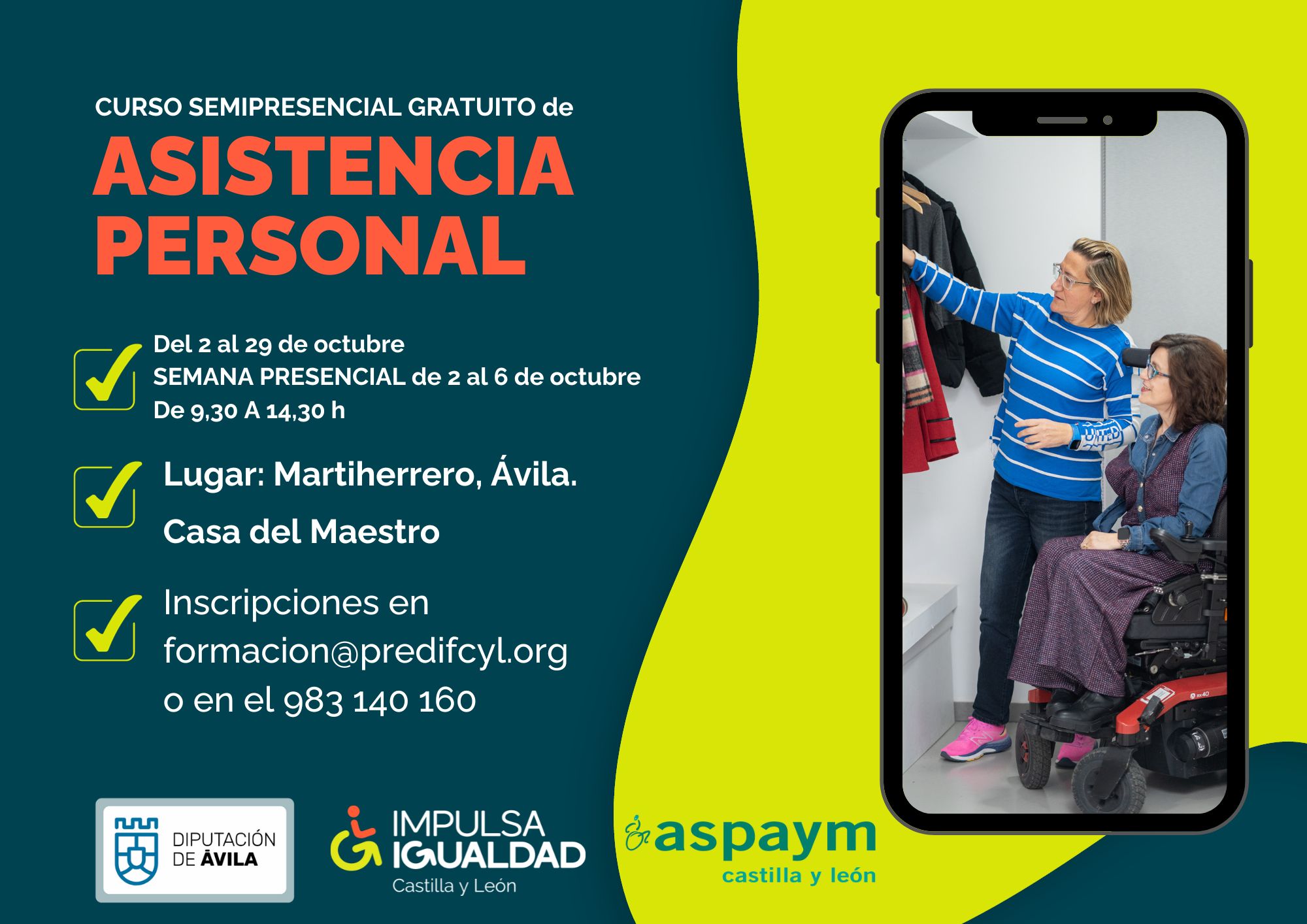 Cartel del curso de asistencia personal en Martiherrero