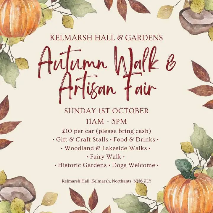 NN Events (@nrthmptonevents) on Twitter photo Artisan Fair and Autumn Walk at <a href="/KelmarshHall/">Kelmarsh Hall</a> on Sunday 1st Oct, 11am-3pm
Around the Stable-yard and Hall areas will be lots of beautiful unique crafts and gift stalls
Entrance fee: Β£10 per car - Take cash if possible Artisan Fair and Autumn Walk at <a href="/KelmarshHall/">Kelmarsh Hall</a> on Sunday 1st Oct, 11am-3pm
Around the Stable-yard and Hall areas will be lots of beautiful unique crafts and gift stalls
Entrance fee: Β£10 per car - Take cash if possible