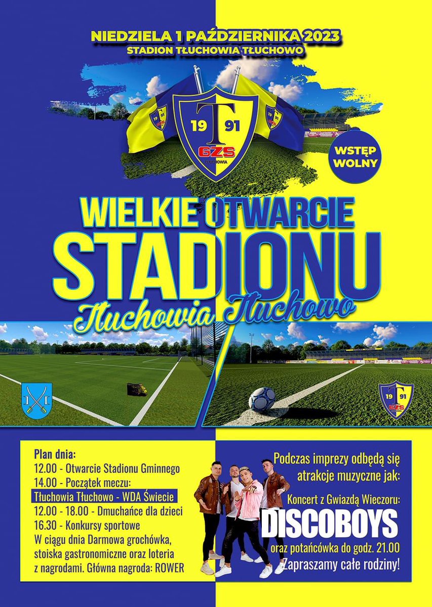 tluchowia's tweet photo. Wielkie Otwarcie Stadionu 💛💙 #tłuchowiatłuchowo https://t.co/w7lzkY0aCz
