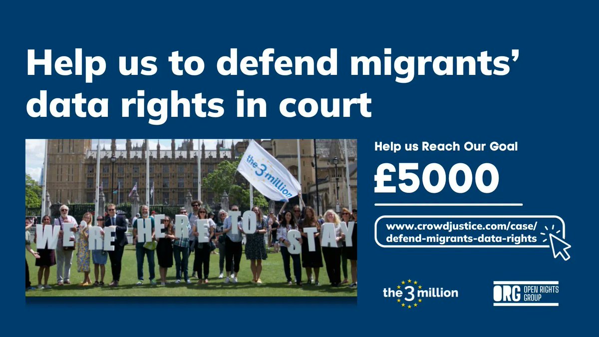 the3million's tweet photo. Join @the3million and @OpenRightsGroup in our continued fight against the immigration exemption in the Data Protection Act 2018. We are not giving up. Will you join us? https://t.co/f4YjkRQP1w https://t.co/sau7OqvsYM