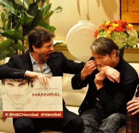 therreebee's tweet photo. the mads mikkelsen urge to bite hugh dancy in every hannibal interview https://t.co/bqZnHprOyC