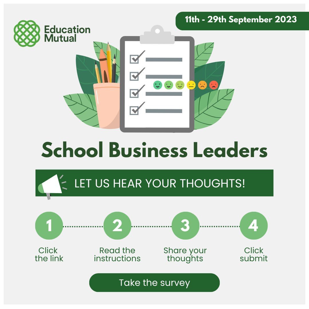 It's the final week to complete the <a href="/EducationMutual/">Education Mutual</a> survey focusing on SBL Mental Health and Wellbeing.
 
Help us make a difference!
It only takes 10 minutes &amp; you'll enter a free prize draw!

Link:🔗online1.snapsurveys.com/educationmutua…

<a href="/SBLconnect/">SBL Connect 💙💜</a> <a href="/ISBL_news/">ISBL</a> <a href="/ASCL_UK/">ASCL</a> <a href="/CSTvoice/">Confederation of School Trusts</a> #sbms