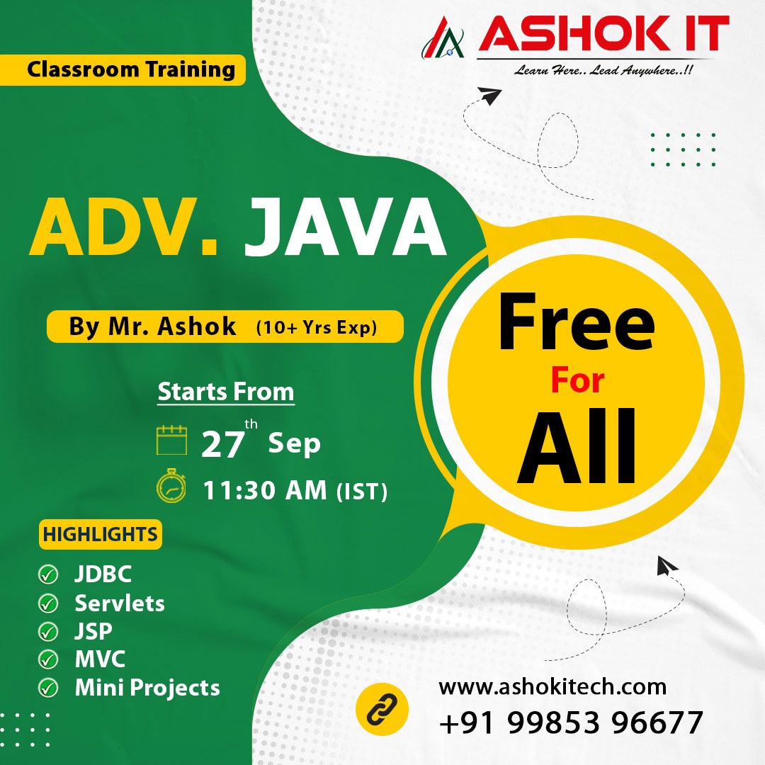 ashokitschool's tweet image. 🛑 Free For All 🛑
✍️ Enroll Now : bit.ly/3t14Ynt
👉 Starts From 27th-Sep @ 11:30 AM IST
👉 Subscribe To Our Youtube Channel: bit.ly/41IHJdj
🌐 Visit : ashokitech.com
CALL NOW: +919985396677
#AdvancedCProgramming #advancedjavacourse #Advancedjavaonline