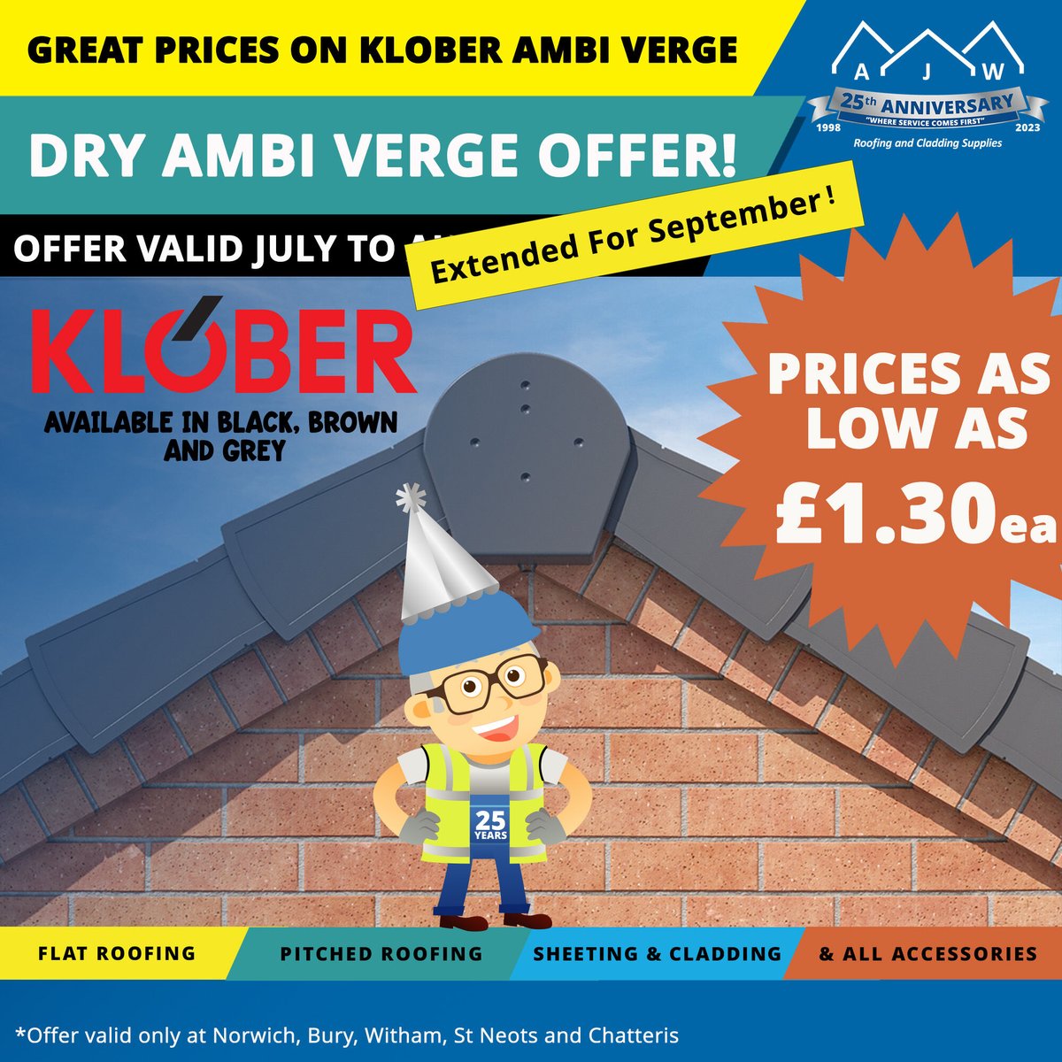 AJWDistribution's tweet image. Only a few more days to take advantage of our extended Klober Dry Ambi Verge offer 😲

Come and see us this week to take advantage of this great price while you still can 🙌

#AJWDistribution #rooftop #roofing #roofingexperts #roofingsupplies