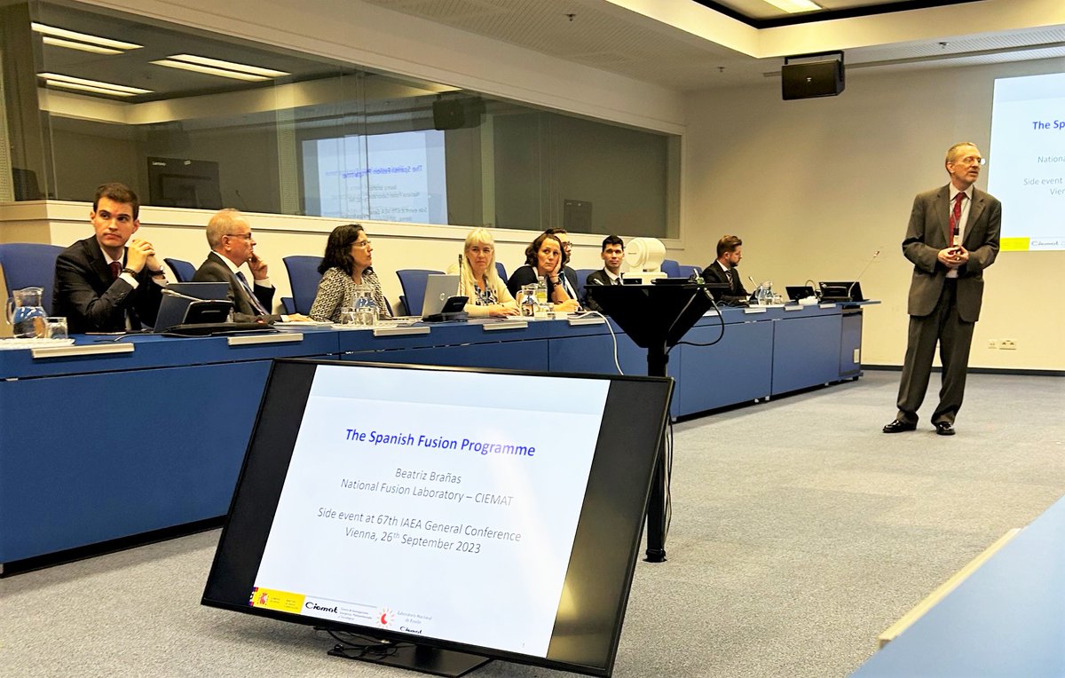 enusa_sa's tweet photo. Continúa la participación de Enusa en la #IAEACG, hoy en la sesión The Spanish Fusión Programme / IFMIF-DONES inaugurada por Yolanda Benito, DG del @CIEMAT_OPI y vicepresidenta de Enusa en la sede de la @iaeaorg en Viena https://t.co/Q74oECVZF2