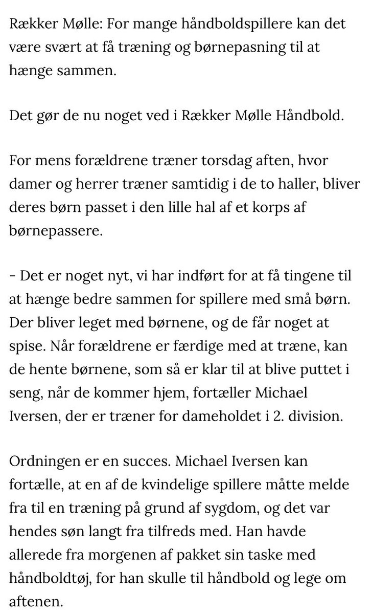 MBruunJorgensen's tweet photo. I Rækker Mølle bor der 352 mennesker. Den lokale håndboldklub har ni seniorhold. Det svarer til ca. tredjedel af indbyggerne. 

Hvad gør de så godt? Blandt andet dette tiltag. 

Inspirerende klub! https://t.co/RorYVSrtft