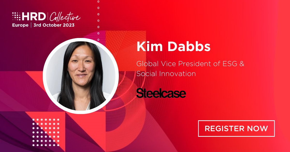 Hear from Kim Dabbs, Global VP of ESG &amp; Social Innovation at <a href="/Steelcase/">Steelcase</a>, on 3rd October at 12:00-13:00 pm BST. 

Discover how ESG drives talent attraction and retention.    

Register now &gt; tinyurl.com/mpwrke62

 #HRDCollective #ESG