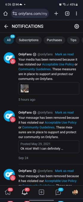 Woke up to 87 violations on Onlyfans!!!!! Wtf?!!! Basically everything is gone! #ImOverThis https://t<a href="/tag/imoverthis"class="tags"><span>#imoverthis</span></a>