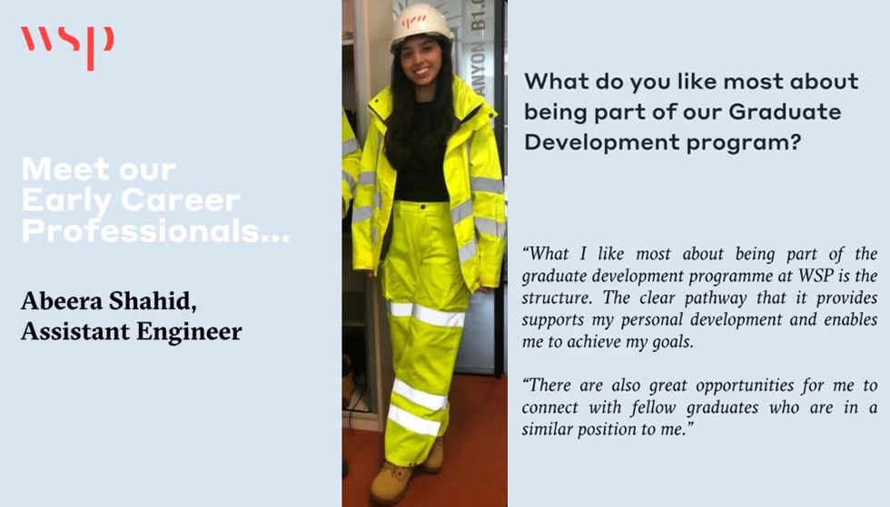 wherewomenwork's tweet image. Interested in joining a #graduateprogram that offers countless #opportunities? Hear from @WSP_UK Assistant #Engineer Abeera Shahid who shares her positive experience 👏🏾 👉🏾 bit.ly/3PO83A7 #WSP #PrimeEmployerforWomen #WSPchangemakers #FutureReady #WomenofWSP #WSPcareers