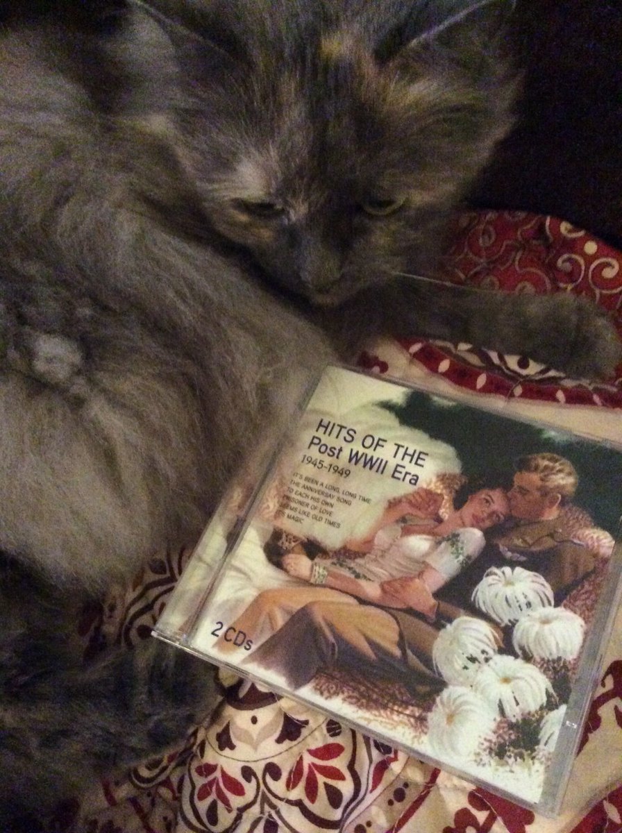 3octaves's tweet photo. Ooh! Music that literary #jamesBond would have liked. Yes, #swlm fans, this CD includes The Ink Spots. Cat to remind you that during Ian’s lifetime, and my memory, pussy was a perfectly acceptable word, used in polite company to refer to our purring pets. https://t.co/vsLKAVzeOd