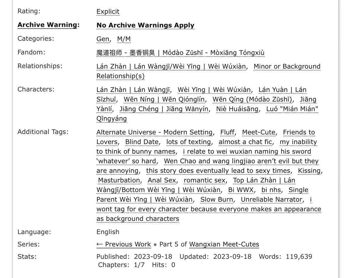 craftyTrickster's tweet photo. Meet Me Friday At Seven
(eventually) explicit | #wangxian | multi-chapter

❤️modern au meet cute
❤️blind dates
❤️single dad wwx
❤️slow burn

chapter 1 link below https://t.co/GeNsivFDtx