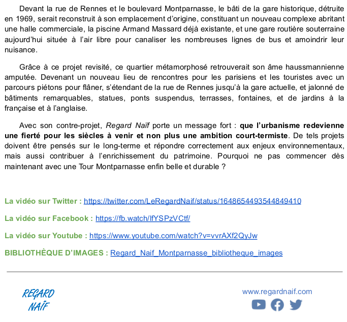LeRegardNaif's tweet photo. Communiqué de presse du contre-projet Montparnasse : https://t.co/rUbUfYCPmZ
#Paris #Patrimoine #Montparnasse #GareMontparnasse #TourMontparnasse #Contreprojet #Urbanisme #Ecologie #MaineMontparnasse https://t.co/l2G841w8ML