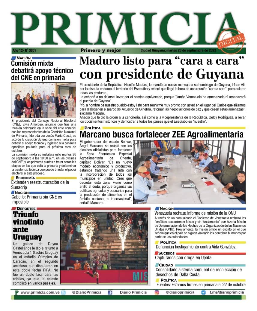 DiarioPrimicia's tweet image. Buenos días 🌞

Esta es la portada de este martes #26Sept