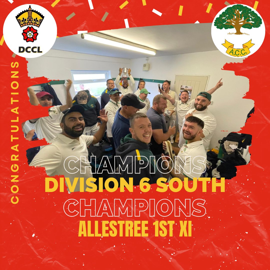 Winners Week!

Congratulations to @AllestreeCC 1st XI on winning Division 6 South beating @Mickleover_CC 2nd XI into 2nd place.

#winners
#champions