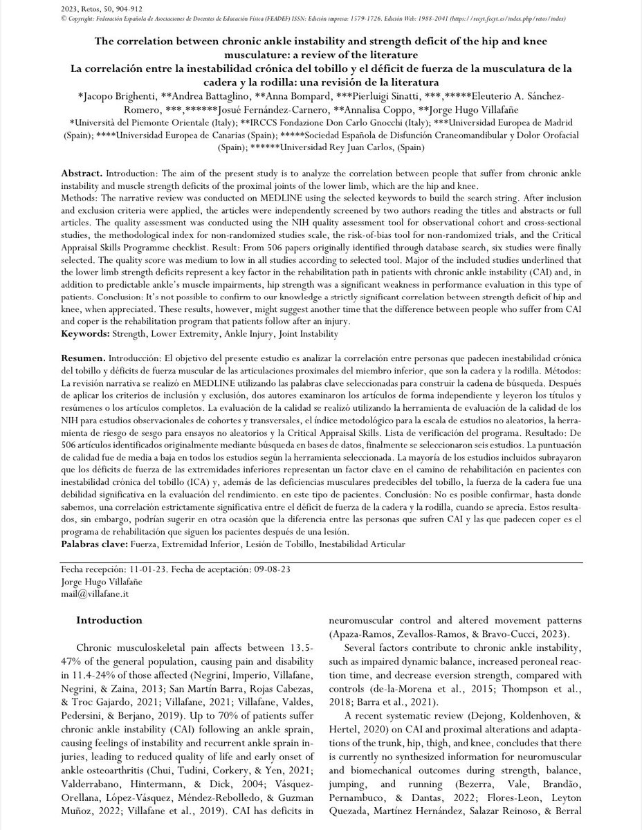 plgsinatti's tweet photo. Our latest research is out!

Is there a correlation between chronic ankle instability and hip/knee muscle strength deficit?

Below the results of our last systematic review! 👇🏼

https://t.co/kfOSoO0u37 https://t.co/UlplfSthRR