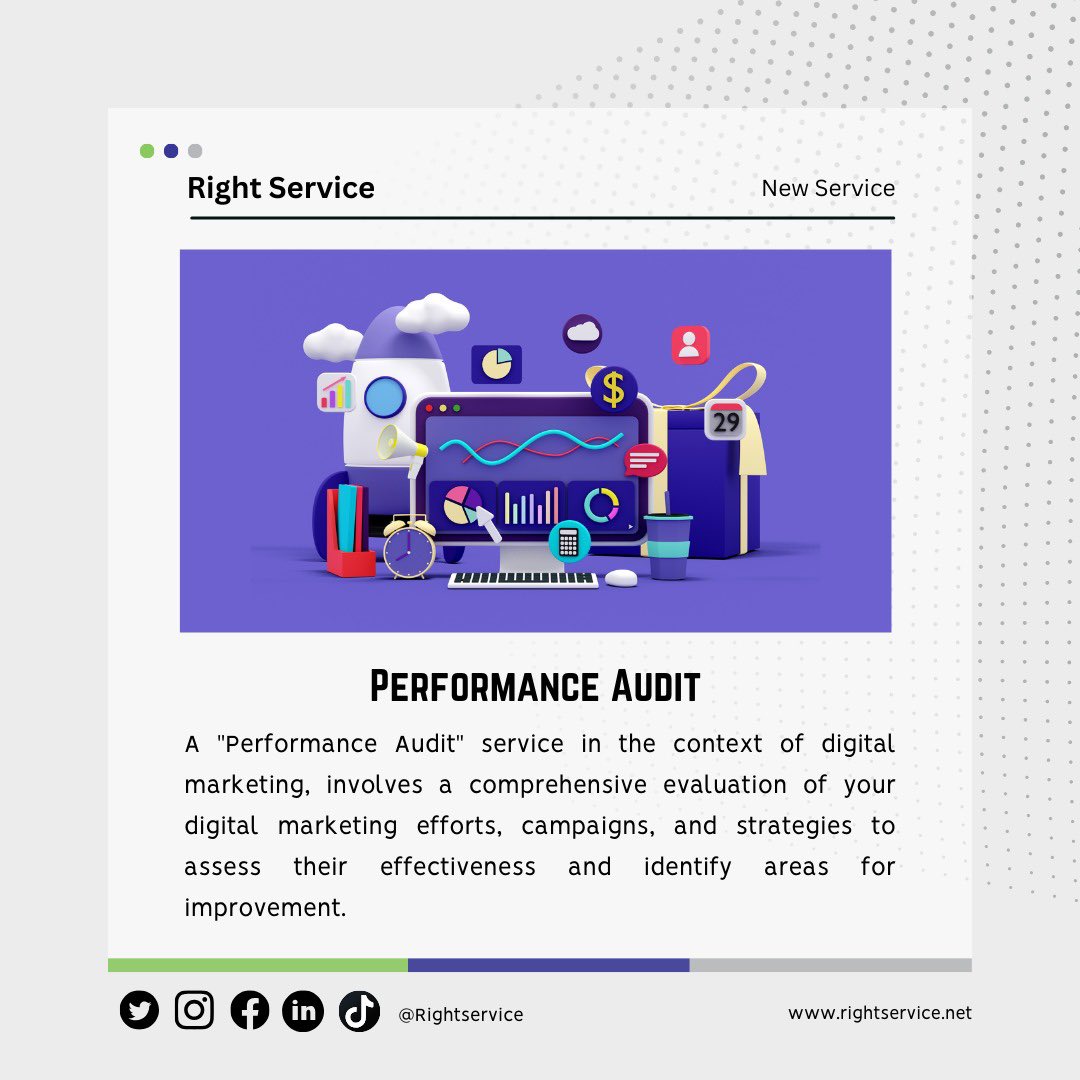 Unlock Your Digital Potential with Our "Performance Audit" Service🚀
Is your digital marketing strategy firing on all cylinders? 📈 Or are there areas that could use a boost? 🚀
Visit:
rightservice.net/performance-au…
#WeAreRightService #DigitalMarketing #PerformanceAudit