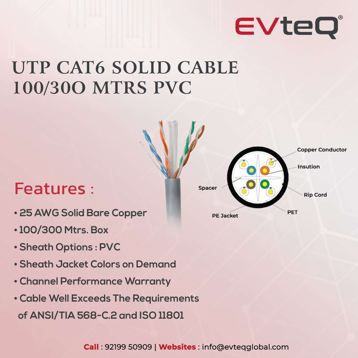 EVteQ's tweet image. #evteq #acesscontrol

UTP CAT6 Solid Cable 100/300 MTRS PVC

Know More about us :-
evteqglobal.com
facebook.com/EVteQ
instagram.com/evteq_2022/

----𝗙𝗼𝗿 𝗺𝗼𝗿𝗲 𝗱𝗲𝘁𝗮𝗶𝗹𝘀 ----
Call us on - 098199 50909

#evteqglobal #indoor #inout #outdoorcable #cable