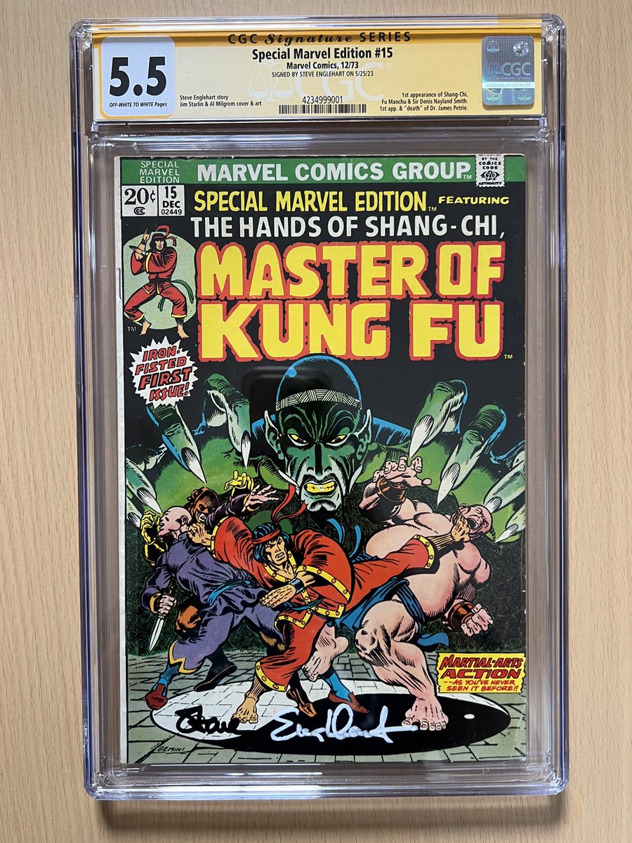Got my Special Marvel Edition # 15 (1st appearance of Shang-Chi) graded and signed by Steve Englehart! 🤩🙌

#CGC #CGCSignatureSeries #ShangChi #SteveEnglehart