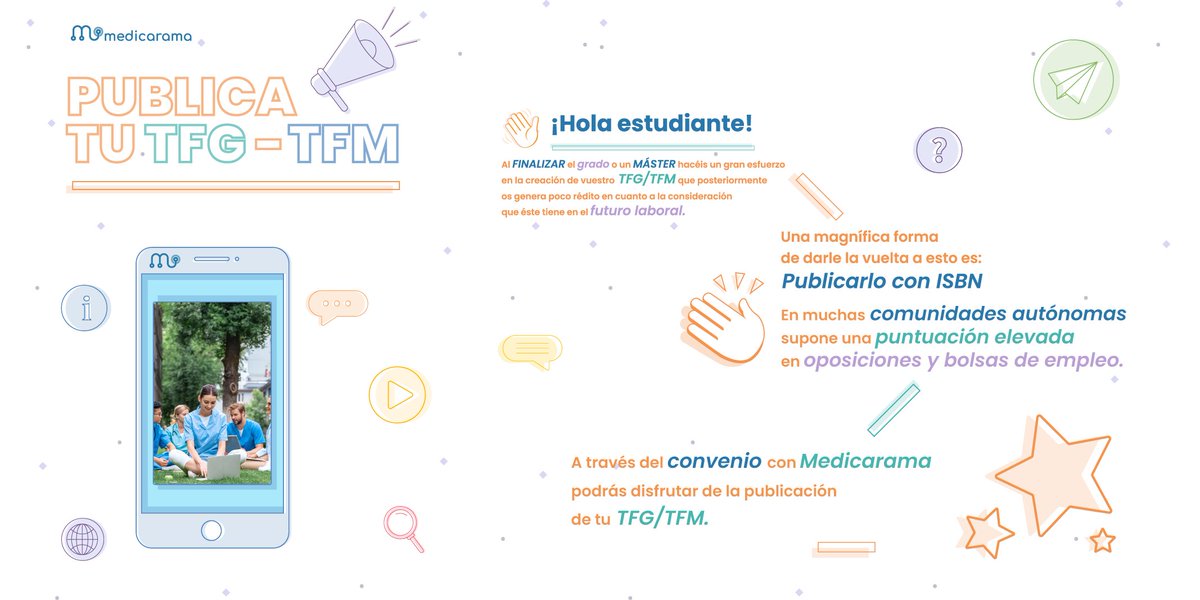 ¡Hola estudiante! 
Al finalizar el grado o un máster hacéis un gran esfuerzo en la creación de vuestro TFG/TFM que posteriormente os genera poco rédito en cuanto a la consideración que éste tiene en el futuro laboral.

medicarama.com/publica-tu-tfg/