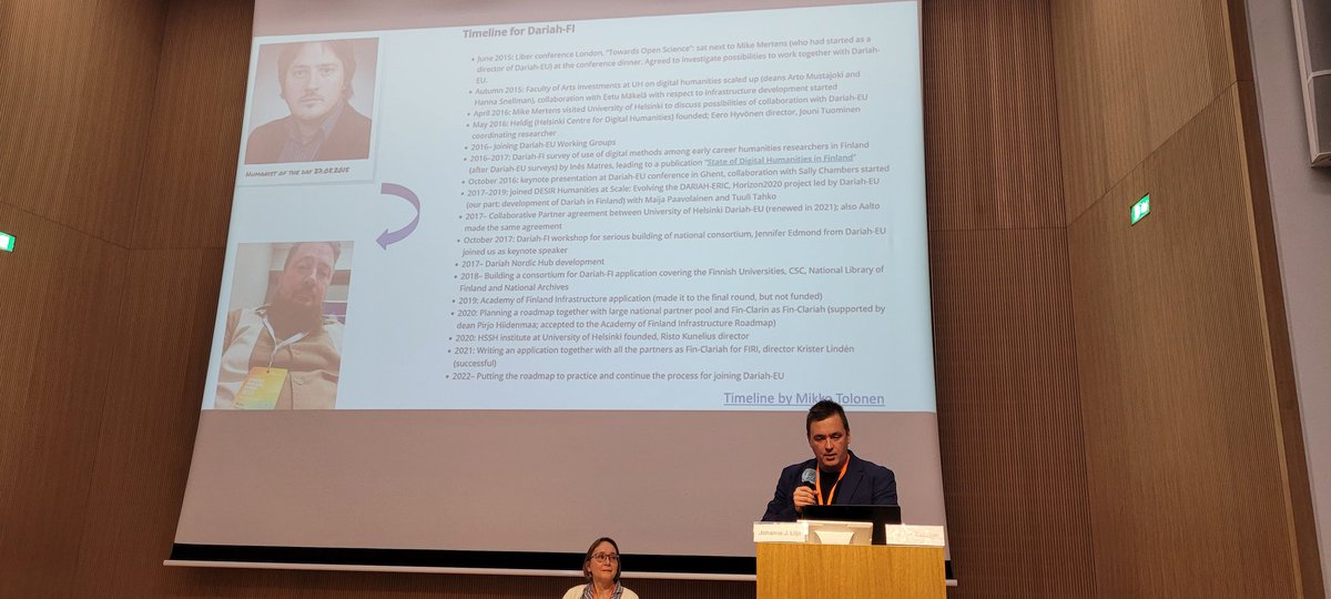 AJoffres's tweet photo. Experience of Finland in building a shared research infrastructure as #DARIAHFI @DARIAHeu by Johanna J. Lilja @johannalilja_ and Risto J. Turunen @ristoturunen4 #GLAMsector #SSH #infrastructure #Finland @Huma_Num @CampusCondorcet @GrayXVII https://t.co/xzIg45dED8