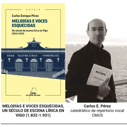 Planazo para mañana!!! Presentación en la casa del Libro de Vigo a las 19:30 horas.
Carlos E. Pérez, pianista y catedrático de repertorio vocal CMUS, dibuja un relato apasionante y fidedigno de la efervescente actividad del primer siglo de historia musical en Vigo.