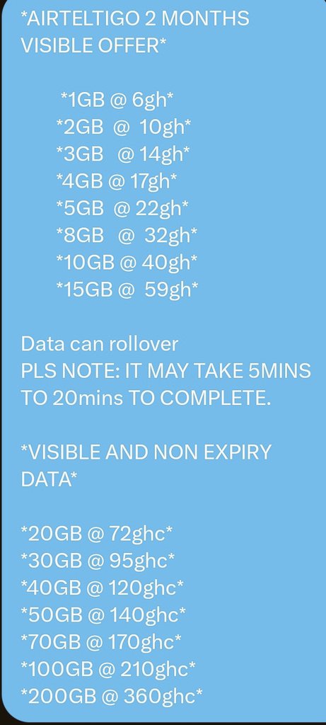 Check out the latest price list for data bundles for MTN and AirtelTigo. Stay connected without breaking the bank. 💻📱💬 #Databundles