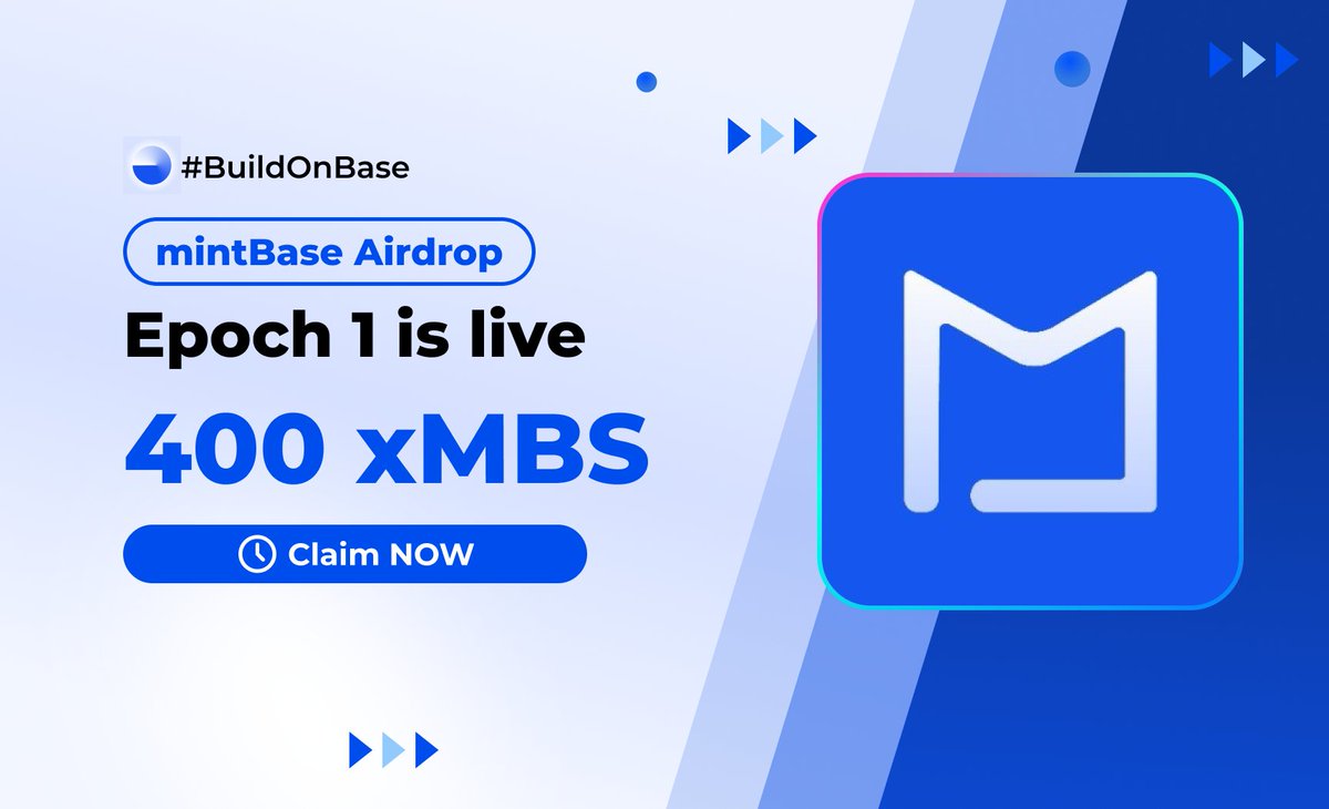 WaleOnBase's tweet image. 🚀 mintBase | Epoch 1 is LIVE!

🔥 Grab 400 xMSB for FREE! Convert xMSB ➡️ ETH later.

Steps:
1️⃣ Follow @mintOnBase
2️⃣ Comment #mintBase &amp;amp; tag 3 friends
👉 Guild: mirror.xyz/0x0648BB034960…

📌 Must hold 1+ NFT from Base for eligibility

#BuildOnBase #mintBase #NFT #Airdrop