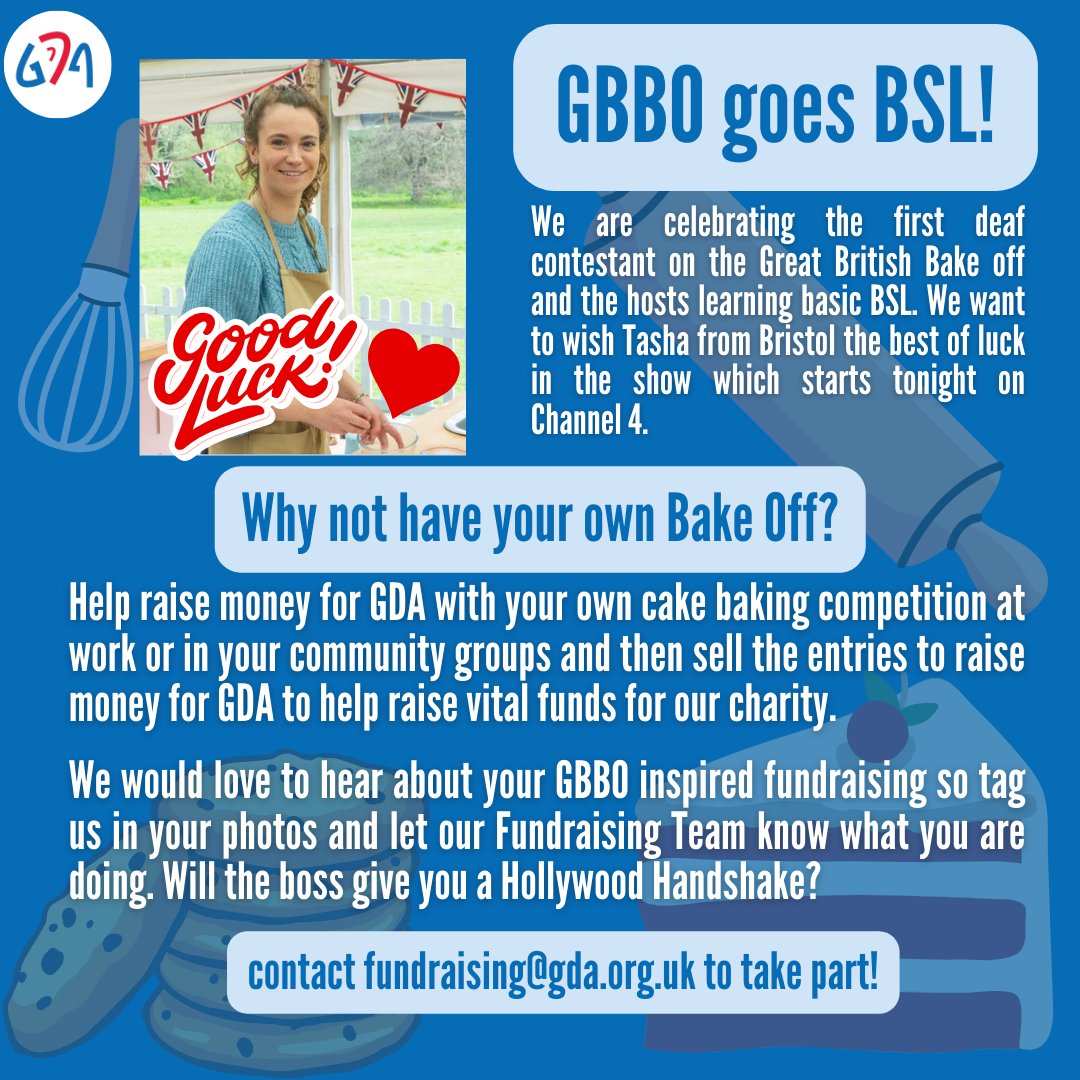glosdeaf's tweet photo. Celebrating the first deaf contestant on the Great British Bake off! Tonight on Channel 4.ย Go Tasha! ๐ฅง๐ฅฎ๐ช๐ฐโค๏ธ
@BritishBakeOff @tasha_f_stonesย
#thegreatbritishbakeoff #makingandbaking #letsbake #Deaf #bsl https://t.co/cBT6sSby8Z