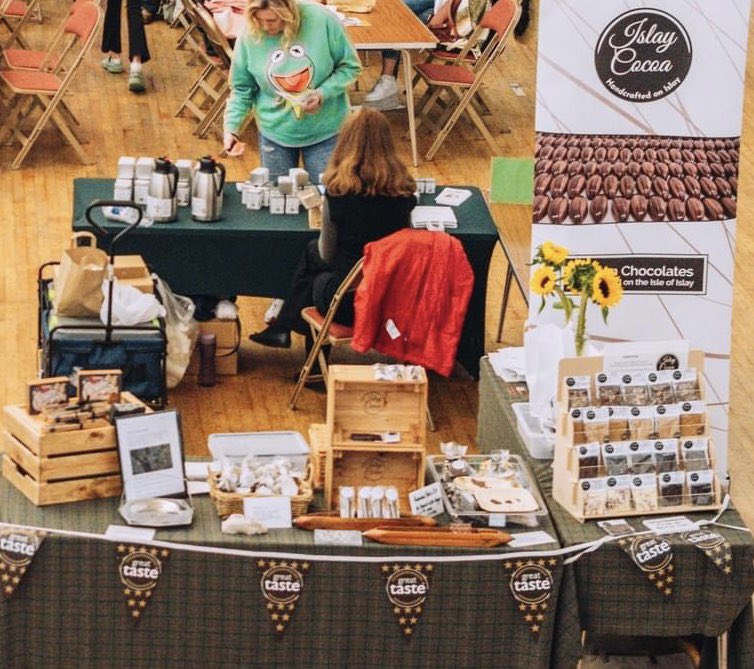 IslayCocoa's tweet photo. What a fantastic weekend at @FoodFromArgyll food festival! Amazing local producers, fantastic workshops and great music. #Oban and #Argyll Rocks!  Amazing to be part of such a fabulous Food group. The support, friendship and collaboration is so important for a small producer. https://t.co/yPrELufr1j
