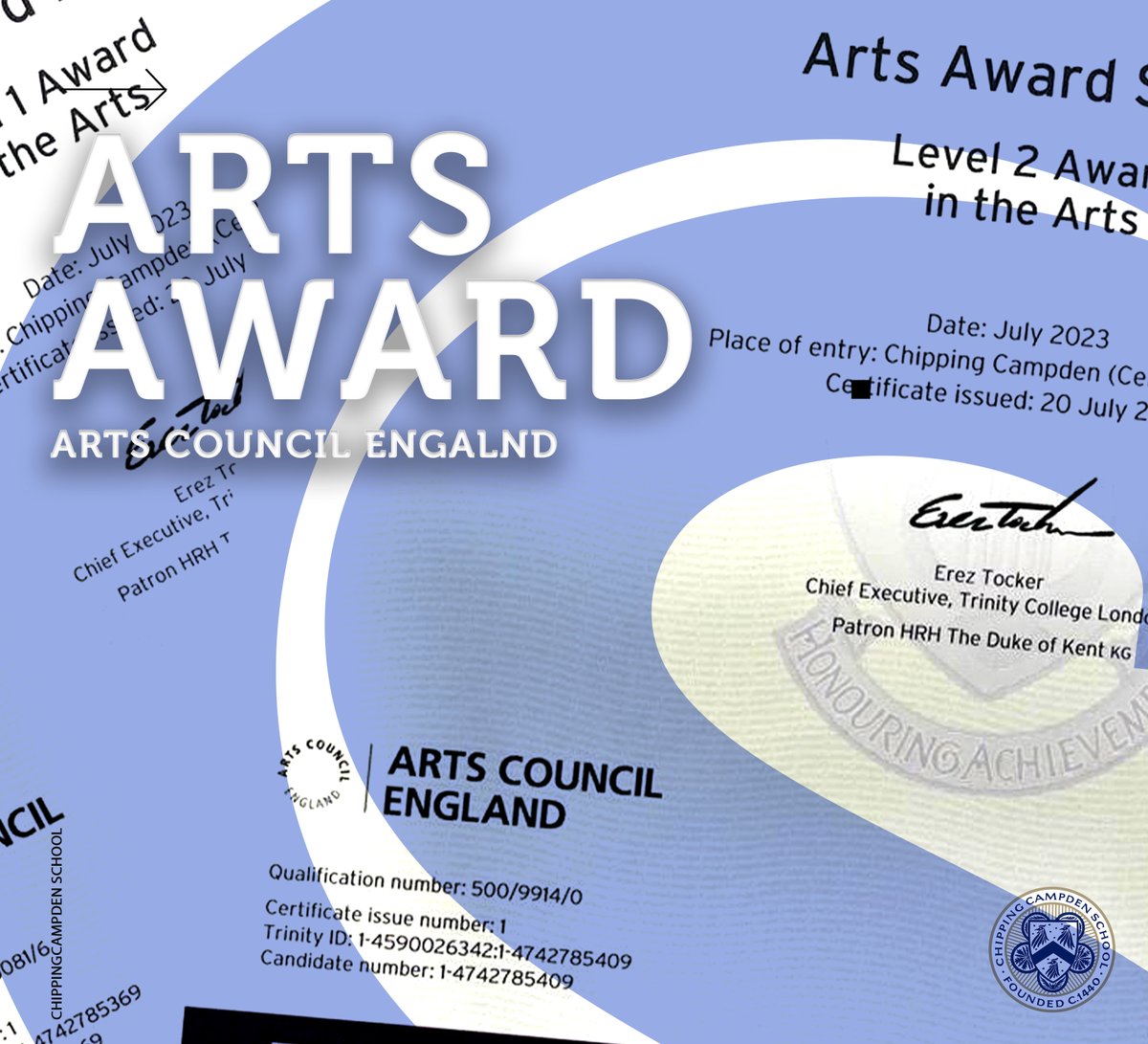 Congratulations to our talented students! Thirteen have achieved Arts Award certificates this year for their unwavering commitment to the arts at CCS. With five  awarded Silver for their exceptional leadership. Well done! #ArtsAward #CreativeAchievement #ChippingCampden