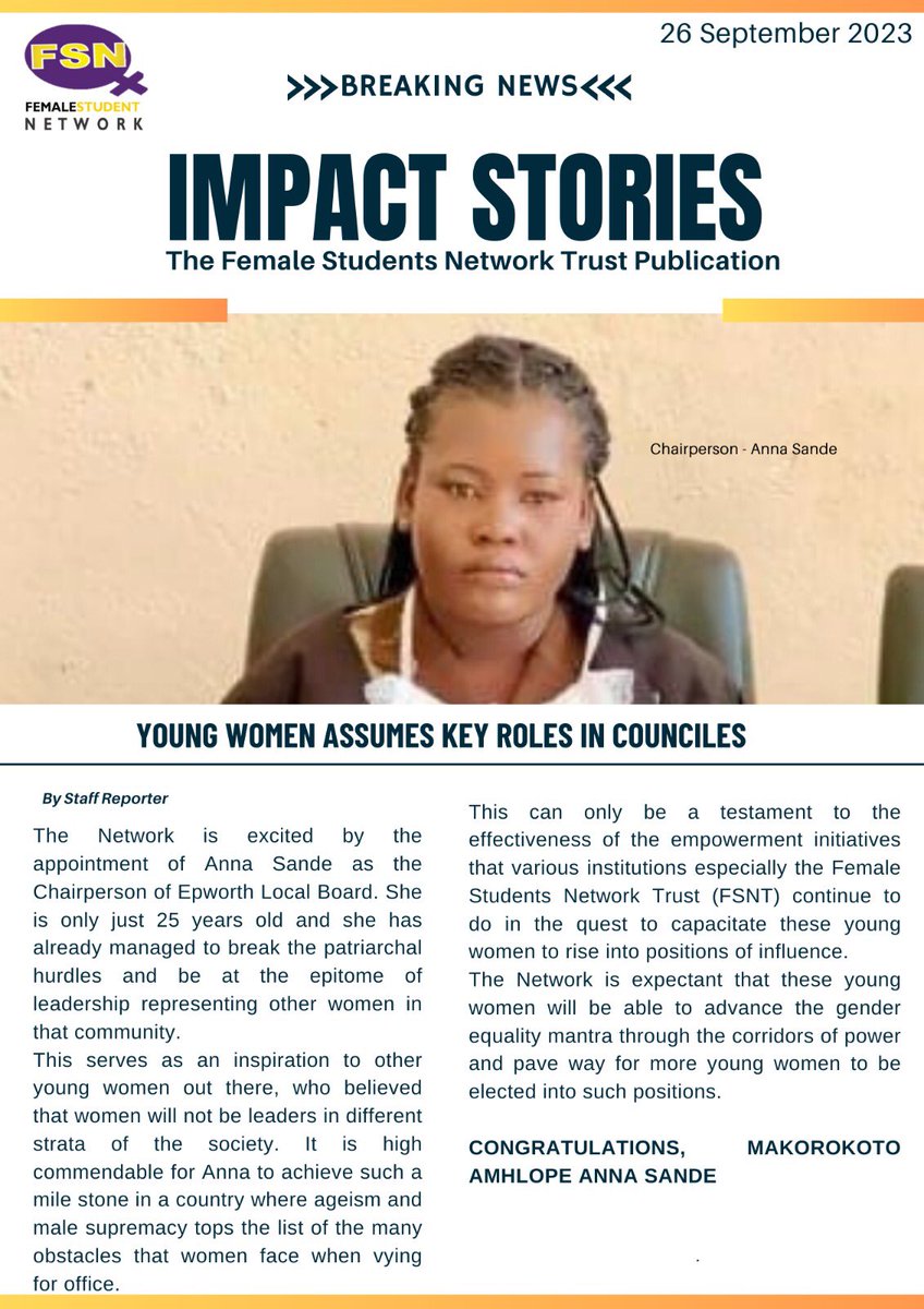 femalestudents's tweet photo. Thumps up @annasande422831 this is commendable. #SheLeads #BreakingPatriachalChains #SmartGirlsRule @WCOZIMBABWE @crisiscoalition @MwanasikanaW @wlsazim @GenderZimbabwe @EverniceMunando @awdf01 @Afrikagrupperna @FemnetProg https://t.co/nxUr3P2zQK