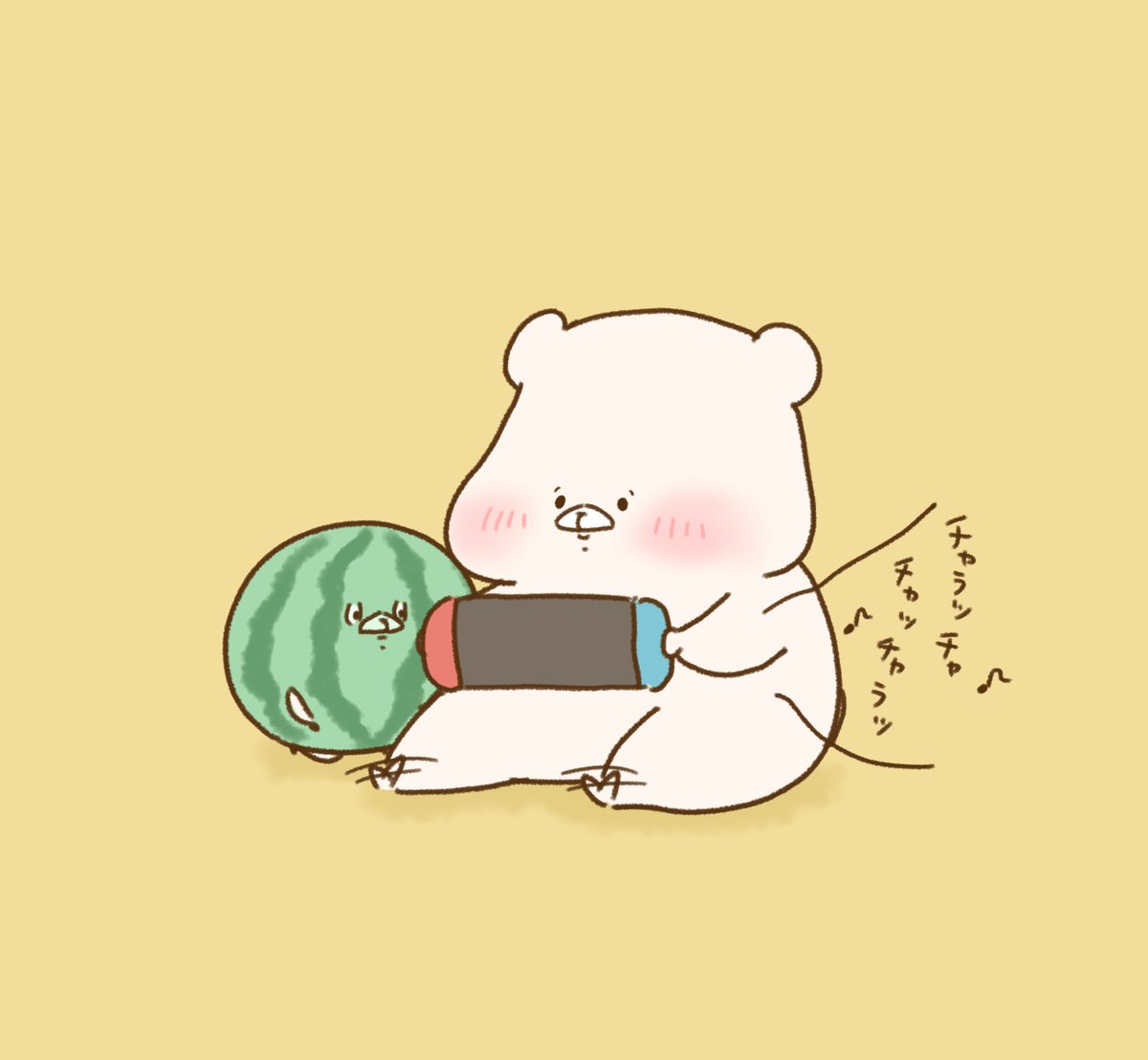 tamsorogi's tweet photo. スイカゲームをやるくまたち https://t.co/7kwlE39thQ