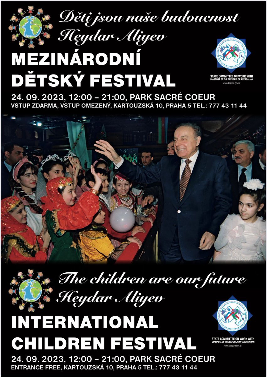 DiasporaAz's tweet photo. Çexiyanın #Praqa şəhərində “Heydər Əliyev İli” çərçivəsində beynəlxalq uşaq festivalı keçirilib.
📌 https://t.co/qP9vZLlHsN
#HeydərƏliyev
#HeydərƏliyev100
#AzerbaijaniDiaspora https://t.co/CjKDqFTaaf