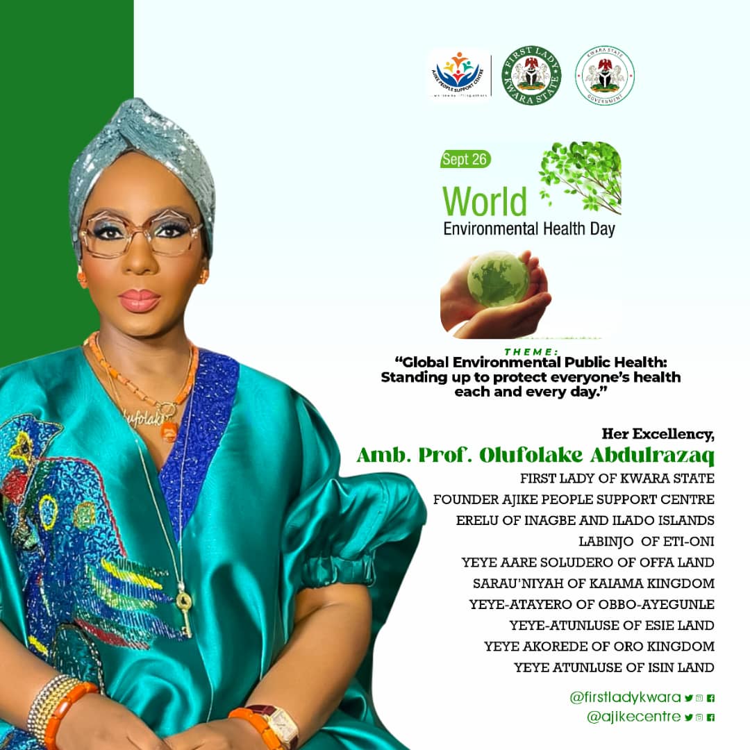 firstladykwara's tweet photo. 🌍🌤️
WORLD ENVIRONMENTAL HEALTH DAY 2023
SEPTEMBER 26TH
THEME- "Global Environmental Public Health: Standing up to Protect Everyone's Health Each and Every Day"
#EnviromentalHealth
#PublicHealth
#StandUp #ProtectEveryOne
#KwaraFirstLady
#AjikeCares https://t.co/m0VWSXpjGy