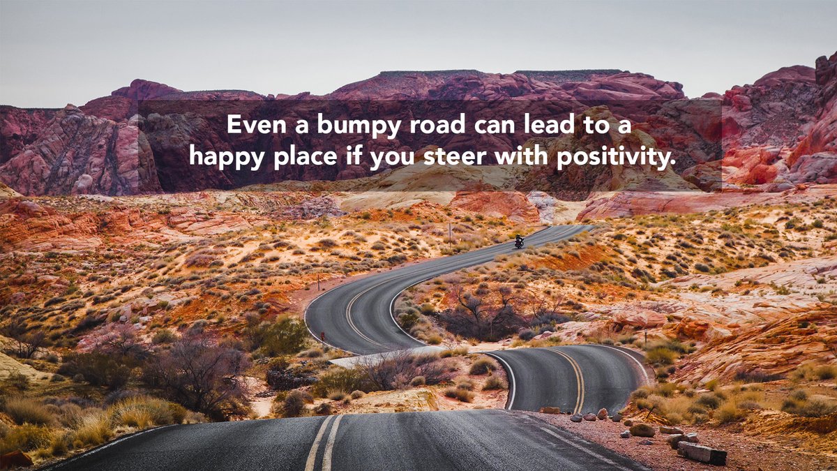 'Even a bumpy road can lead to a happy place if you steer with positivity. 🛣️➡️😊 #PositivityJourney #StayTheCourse #BumpyRoadsLeadToBeauty #SteerWithSmiles'