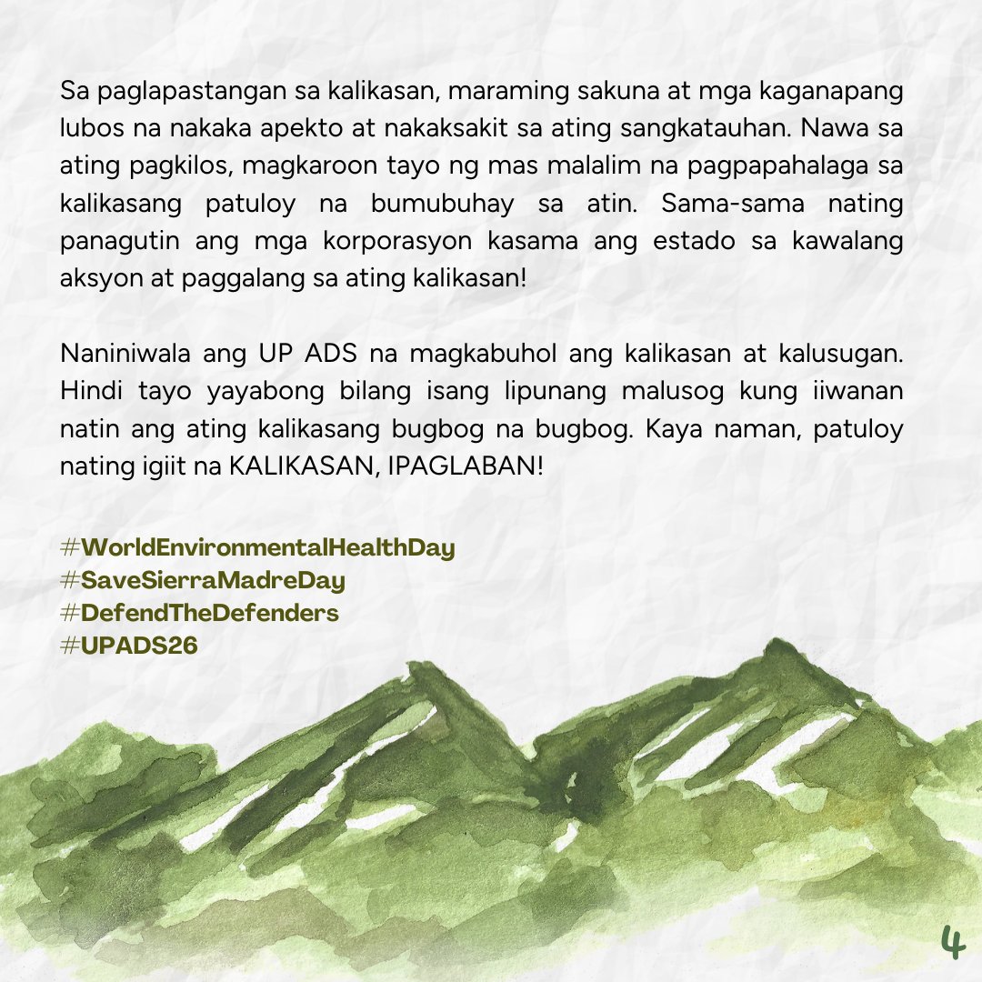theUPADS's tweet photo. #WorldEnvironmentalHealthDay #SaveSierraMadreDay #DefendTheDefenders #UPADS26 https://t.co/5hwF8mE1HC