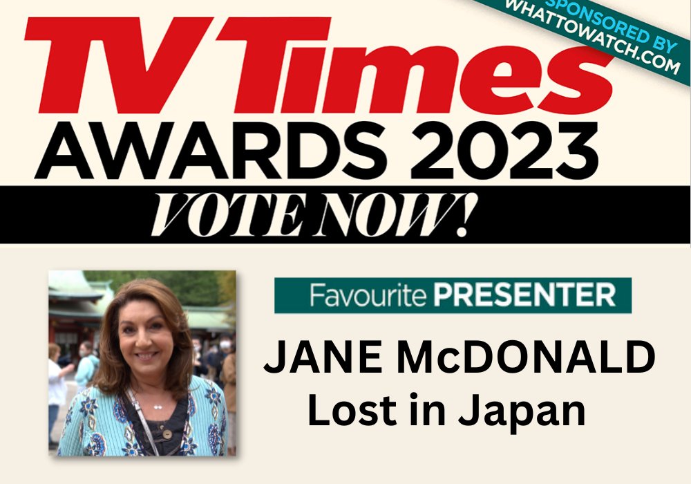 I’m so excited to have been nominated for a TV Times award - in the category of TV Presenter for ‘Jane McDonald: Lost in Japan’! You can vote for me at Futureevents.uk/tvtimes