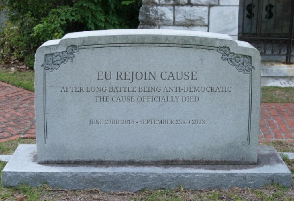PrinceNutNut1's tweet photo. Remember the date 23/09/23, the date the Rejoin Cause officially Died ⚰
#RejoinEUMarch
#RejoinMarch https://t.co/Zb0sjgfPbL
