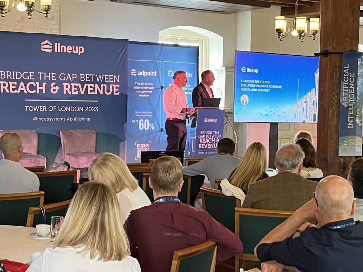 LineupSystems's tweet photo. Our first session today was the Adpoint 2023 Innovation showcase lead by Daryl Kern our head of presales and our founder Michael Mendoza. #lineupsystems #media #publishing #techconference #toweroflondon https://t.co/HR879e4UrU